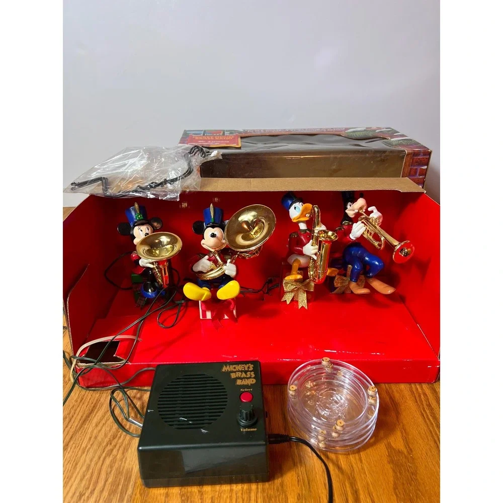 1995 Mr Christmas Mickey Mouse Brass Band Disney Animated Complete Box Works